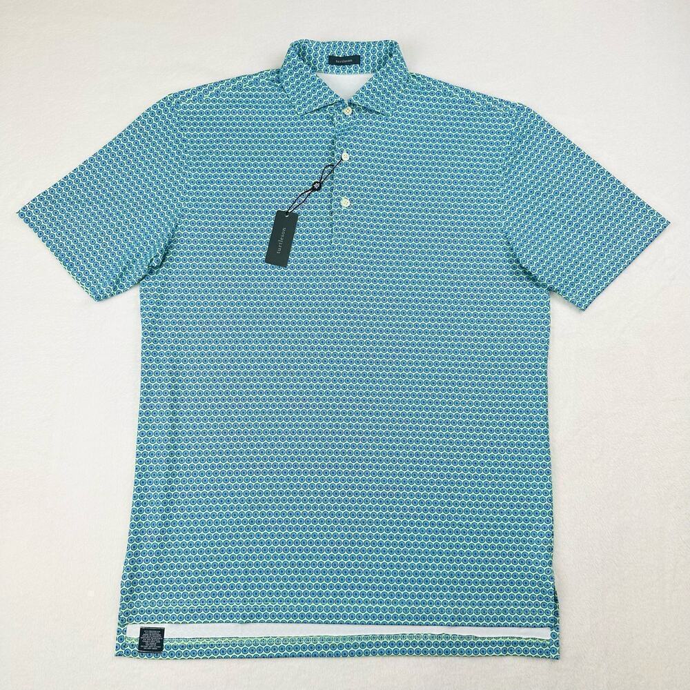 Turtleson Men’s Medium Green Blue Fruit Slice Performance Golf Polo Shirt